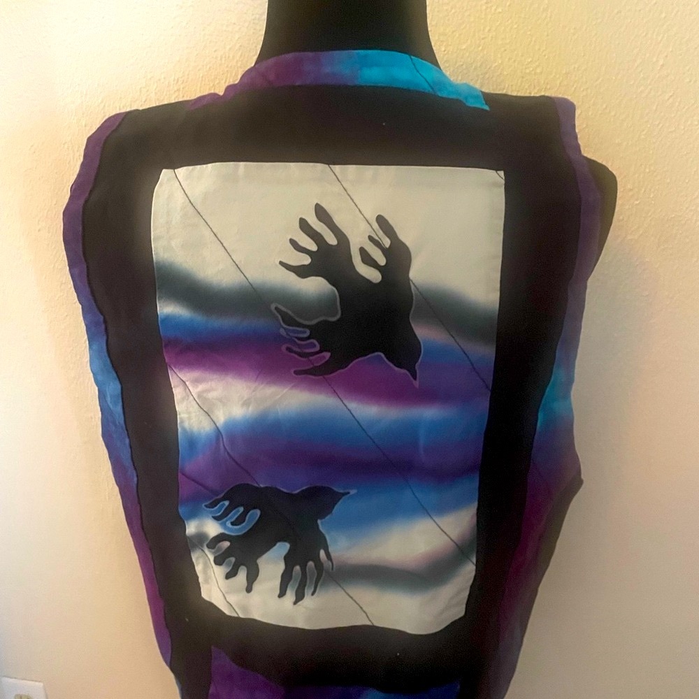 Women's Multicolor Vest with Bird Design Cottagecore